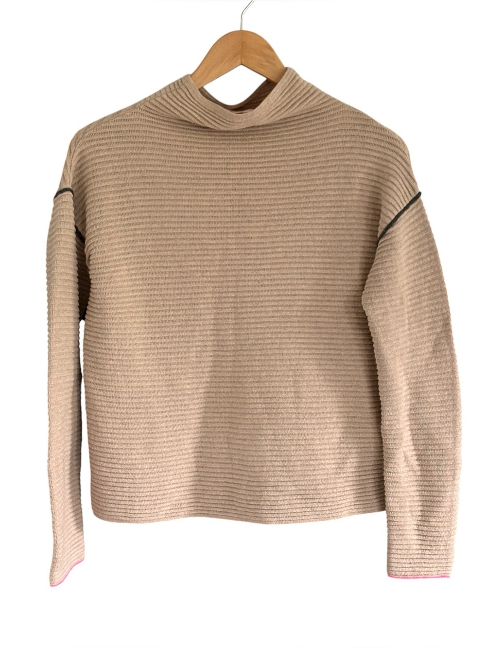 Lisa Todd Womens Tan Ribbed Knit Textured Sweater Size Small